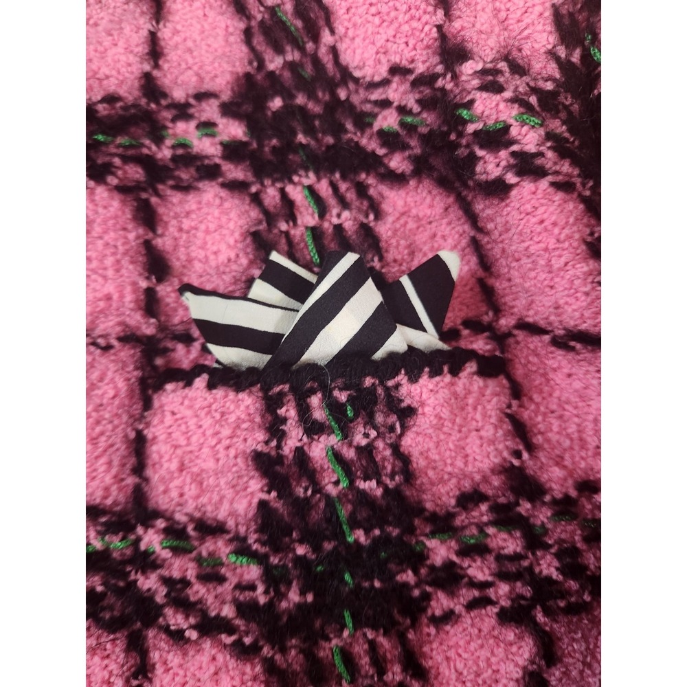 Adolpho Pink and Black Wool Plaid Jacket Gold Buttons Vtg Sweater Med Union Made - Picture 8 of 16